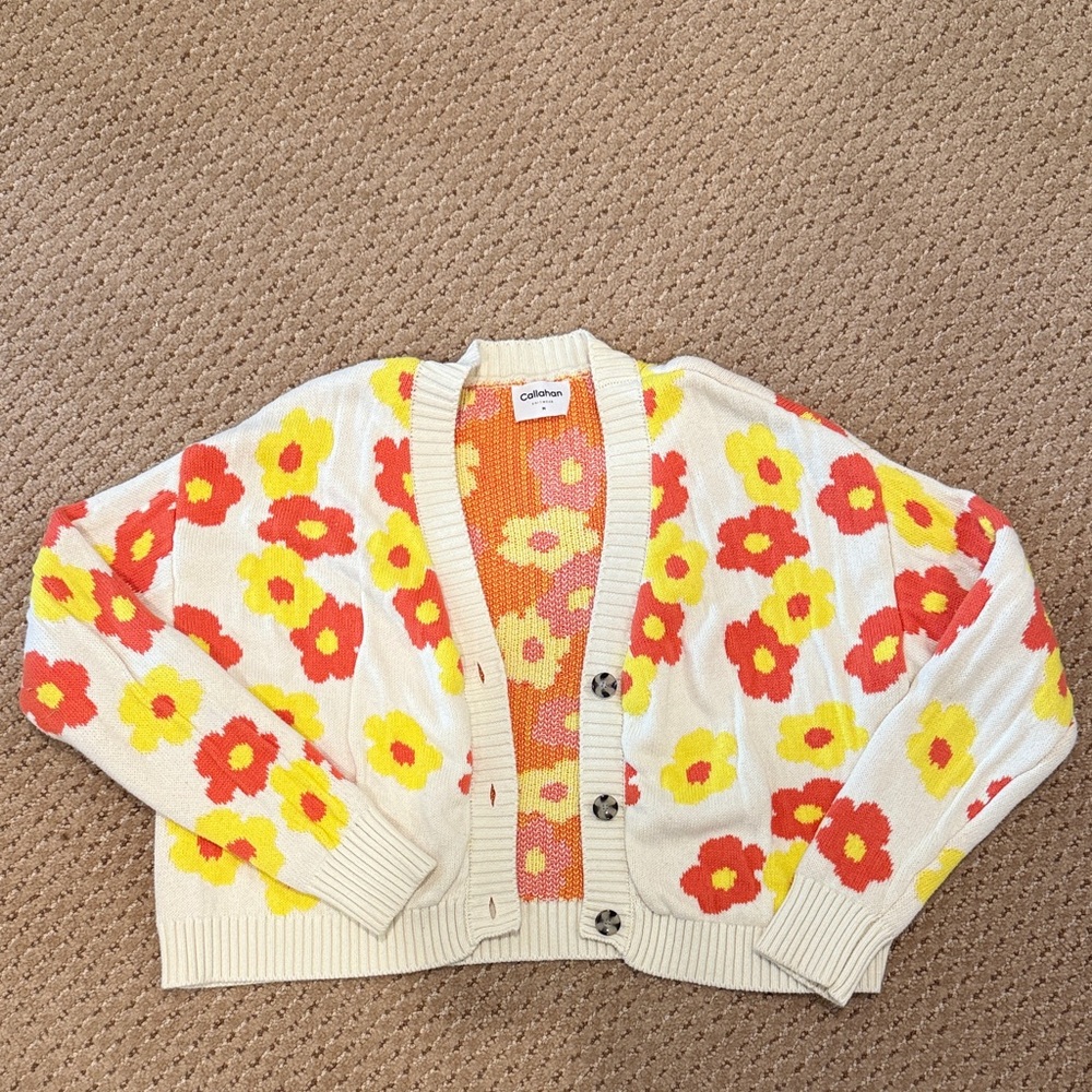 Callahan Women's Cardigan & Top - Cream with Red and Yellow Floral
